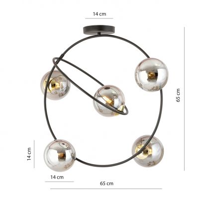 Emibig Żyrandol STARDOM 5 BL GRAFIT E14 10W MAX LED 1292/5 (1292/5)