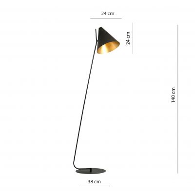 Emibig Lampa podłogowa EON 1BL GOLD E27 15W MAX LED  1305/LP1 (1305/LP1)