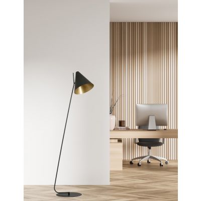 Emibig Lampa podłogowa EON 1BL GOLD E27 15W MAX LED  1305/LP1 (1305/LP1)