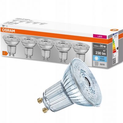Żarówka LED /5szt./ Reflektor GU10 2,6W=35W 230lm neutralna biel 36st OSRAM (4058075157965)