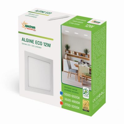 ALGINE ECO LED SQUARE 230V 12W IP20 CW oprawa podtynkowa  SLI036018CW Spectrum Led (SLI036018CW)