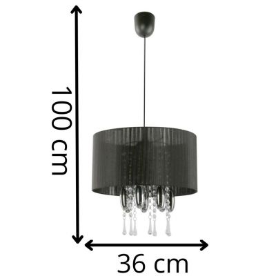 Lampa wisząca glamour Camilla czarna E27 1x60W LAPMEX (661/1 CZA)