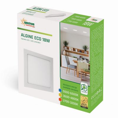 ALGINE ECO LED SQUARE 230V 18W IP20 CW oprawa podtynkowa  SLI036020CW Spectrum Led (SLI036020CW)