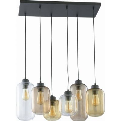 TK-Lighting lampa wisząca Marco Brown 6xE27 max 60W czarna/transparentna/miód/brąz (3176)