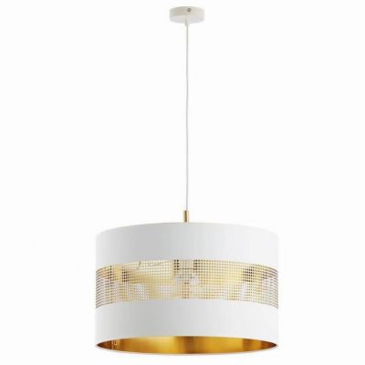 TK-Lighting lampa wisząca Tago White 1xE27 max 60W biała/złota (3222)