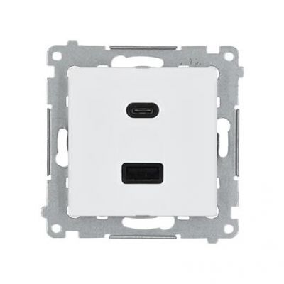SIMON 54 WMDZ-EC2CAx-011 Ładowarka 2xUSB C+A Quick Charge 5/9/12V (moduł), 3.1 A, 5V DC, 230V; biały DEC2CA.01/11 KONTAKT (DEC2CA.01/11)