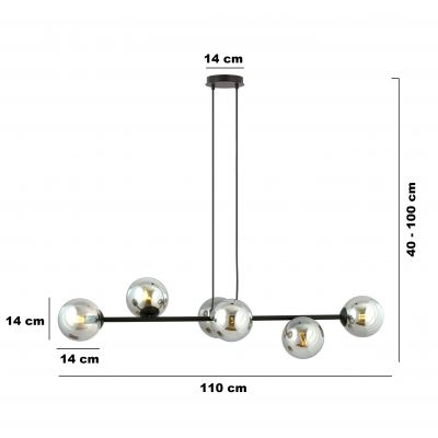 Emibig lampa wisząca Rossi 6 6xE14 grafit 875/6 (875/6)