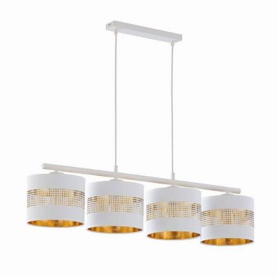 TK-Lighting lampa wisząca Tago White 4xE27 max 60W biała/złota (3224)