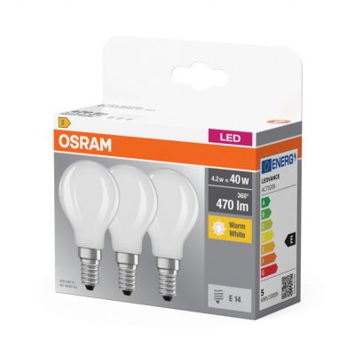 Żarówka LED /3szt./ Kulka E14 4W=40W 470lm 2700K ciepła biel OSRAM (4058075819399)