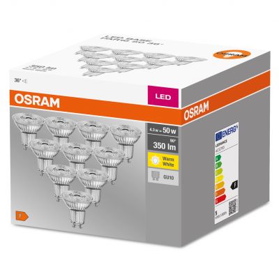 10x Żarówka LED GU10 4,3W 50W 350lm 2700K LEDVANCE (4058075036680)