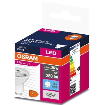 Żarówka LED GU10 5W 350lm 120st. 4000K neutralna biel VALUE OSRAM (4058075198708)