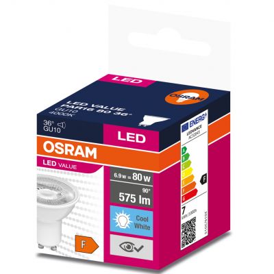 Żarówka LED LVPAR16 80 36st. 6,9W/840 230V GU10 10X1 EUE OSRAM 575lm 4058075198791 LEDVANCE (4058075198791)