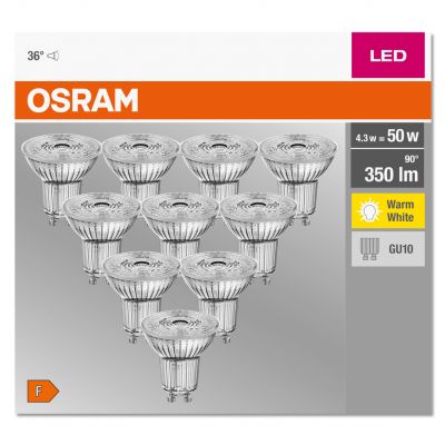 10x Żarówka LED GU10 4,3W 50W 350lm 2700K LEDVANCE (4058075036680)