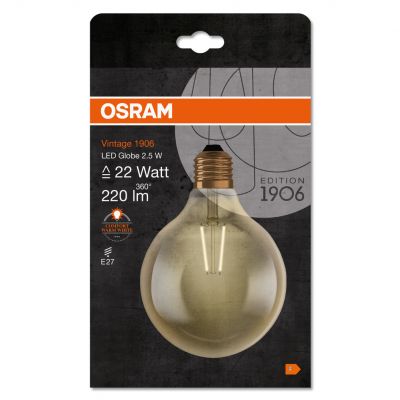 Żarówka LED Vintage 1906 LED CL GLOBE125 FIL GOLD 22 non-dim 2,5W/825 E27 4058075808980 LEDVANCE (4058075808980)