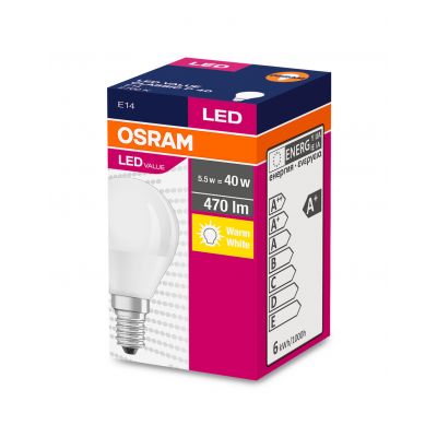 Żarówka LED E14 5/40W 470lm 200° 2700K ciepła biel VALUE OSRAM LEDVANCE (4058075147898)