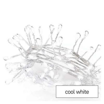 Lampki świąteczne 100LED small nano łezki jeżyk, 2,4m 3xAA zimna biel  IP20 timer EMOS (D3FC01)