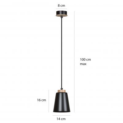 Emibig lampa wisząca BOLERO 1 BLACK E27 60W MAX 442/1 (442/1)