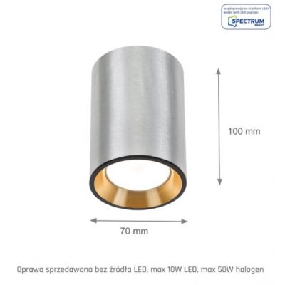 Oprawa natynkowa CHLOE MINI GU10 250V IP20 70x100mm srebrny środek złoty okrągła  SLIP005014 Spectrum Led (SLIP005014)