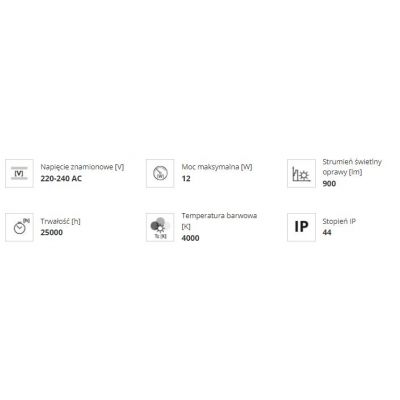 Plafoniera LED CORSO LED V2 12-NW 900lm 12W 4000K barwa neutralna IP 44 biała 31220 KANLUX (31220)