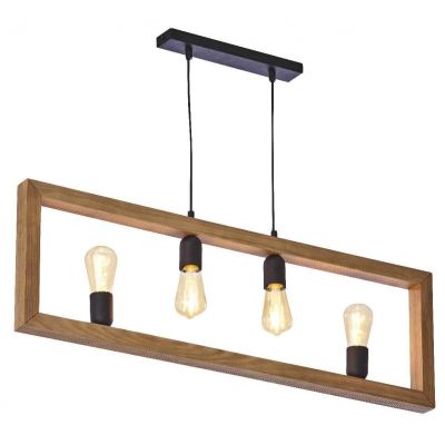 TK-Lighting lampa wisząca Metro 4xE27 max 60W czarna/sosna szczotkowana (4276)