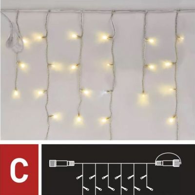 Lampki choinkowe łączone Standard sople 100LED 2,5 m ciepła biel+ciepła biel miga IP44 timer (D1CN01)