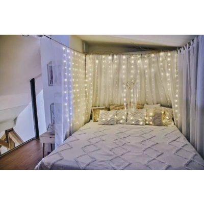 Lampki świąteczne 240 LED nano kurtyna 1,7x2m ciepła biel 8 programów IP44 EMOS (D3EW01)