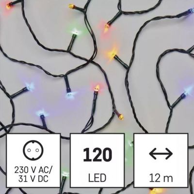 Lampki choinkowe klasyczne 120 LED 12m multikolor IP44 timer EMOS (D4AM03)