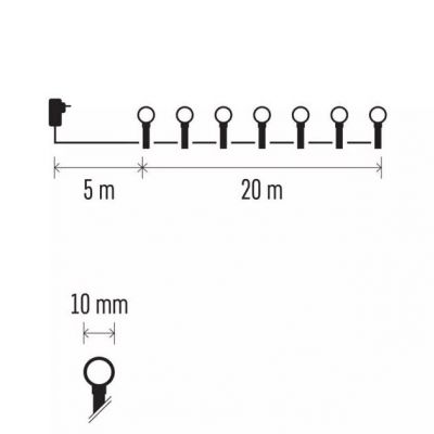 Lampki choinkowe 200 LED cherry 20m multikolor zielony przewód 8 programów IP44 (D5AM06)