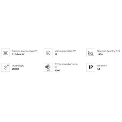 Plafoniera LED BENO N 18W NW-L-SE GR z czujnikiem ruchu 4000K barwa neutralna 1550lm IP54 Grafitowy 32949 KANLUX (32949)