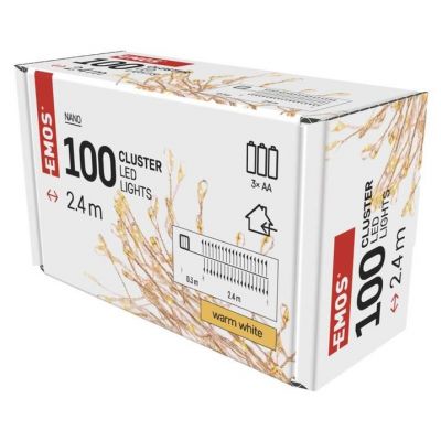 Lampki świąteczne nano łezki jeżyk 2,4m BATERIE ciepła biel timer EMOS (D3FW01)