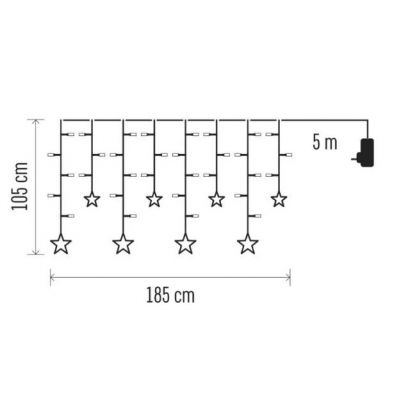 Dekoracje - 115 LED sople gwiazdki 185x105 cm ciepła biel, IP44 (DCGW12)