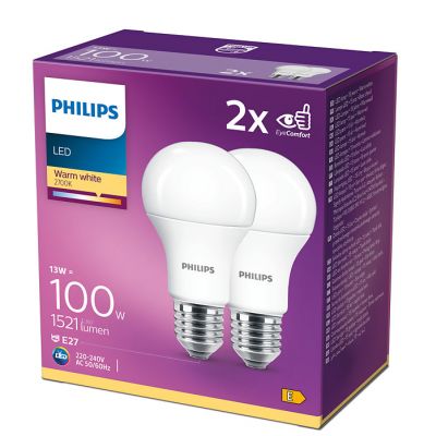 Żarówka LED E27 13W (100W) A60 dwupak ciepła indeks wycofany PHILIPS (929001234531  )