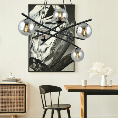 Lampa wisząca ESSA 5 klosze szklane GRAFIT 1203/5 EMIBIG (1203/5)