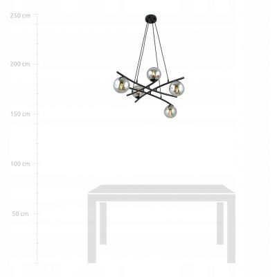 Lampa wisząca ESSA 5 klosze szklane GRAFIT 1203/5 EMIBIG (1203/5)