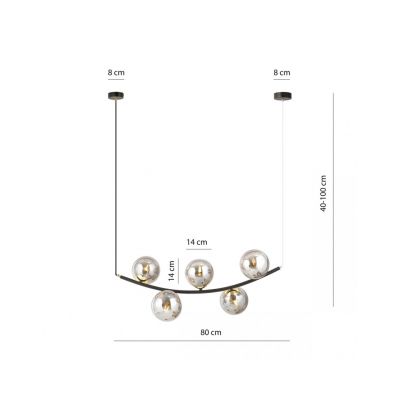 Emibig Lampa wisząca RITZ 5 BL GRAFIT E14 10W MAX LED 1297/5 (1297/5)