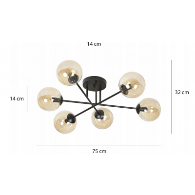 Emibig plafon Brendi 6B 6xE14 czarny 833/6B (833/6B)