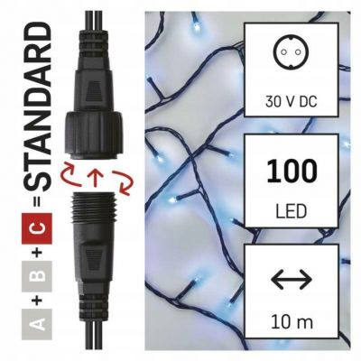 Lampki choinkowe Standard 100 LED 10m niebieski IP44 timer EMOS (D1AB01)