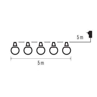 Łańcuch z żarówek 10x 5 LED girlanda 5m ciepła biel (ZY2053)