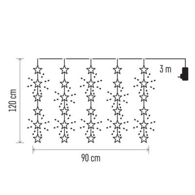 Dekoracje - 30 LED kurtyna migające gwiazdki 120x90 ciepła biel, IP44, timer EMOS (DCGW01)