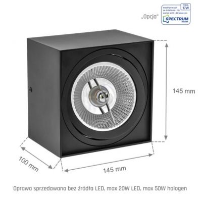 Oprawa sufitowa CHLOE GU10 IP20 kwadratowa ruchoma  SLIP005039 Spectrum Led (SLIP005039)