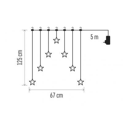 Dekoracje - 70 LED sople gwiazdki 67x125 cm ciepła biel, IP44 (DCGW14)