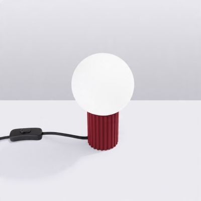 Lampa biurkowa HALO burgund aluminium/szkło matowe ryflowany korpus biuro SOLLUX (SL.1751)