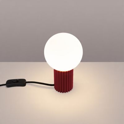 Lampa biurkowa HALO burgund aluminium/szkło matowe ryflowany korpus biuro SOLLUX (SL.1751)