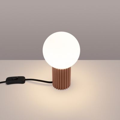 Lampa biurkowa HALO mocca styl minimalistycznym ryflowana idealna do pracy SOLLUX (SL.1736)