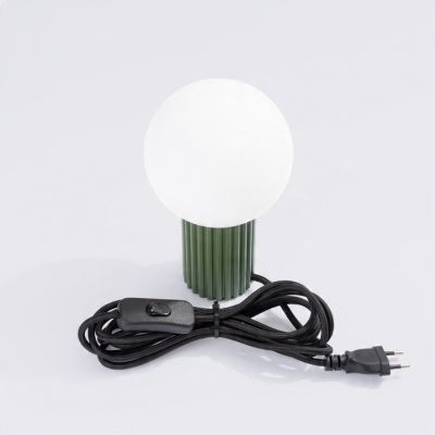 Lampa biurkowa HALO zielona oliwka stojąca ryflowana podstawa do gabinetu SOLLUX (SL.1726)