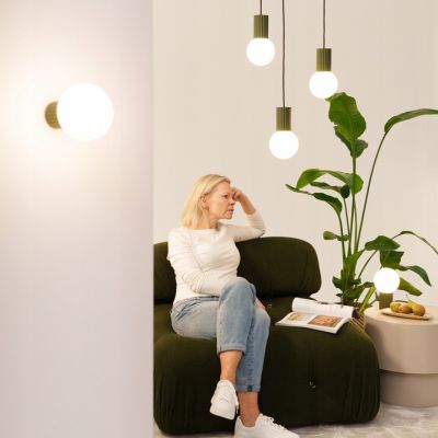 Lampa biurkowa HALO zielona oliwka stojąca ryflowana podstawa do gabinetu SOLLUX (SL.1726)