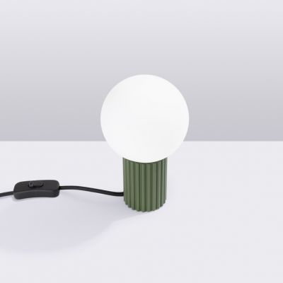 Lampa biurkowa HALO zielona oliwka stojąca ryflowana podstawa do gabinetu SOLLUX (SL.1726)