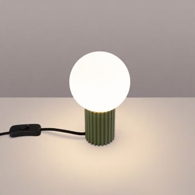 Lampa biurkowa HALO zielona oliwka stojąca ryflowana podstawa do gabinetu SOLLUX (SL.1726)