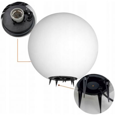 Lampa kula ogrodowa 28cm biała E27 wbijana zewnętrzna IP65 ORNO (AD-OP-6586WE27ZM)