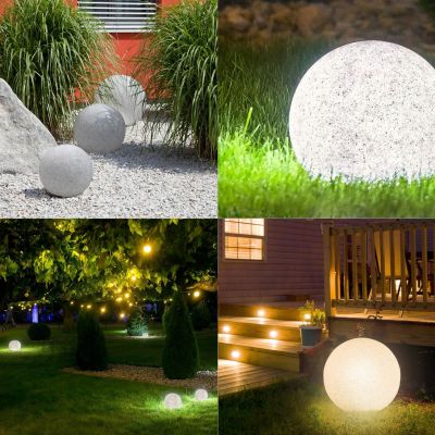 Lampa ogrodowa OFELIA kula E27 oprawa IP65 kamień 38cm wbijana ORNO (AD-OP-6589GE27ZW)